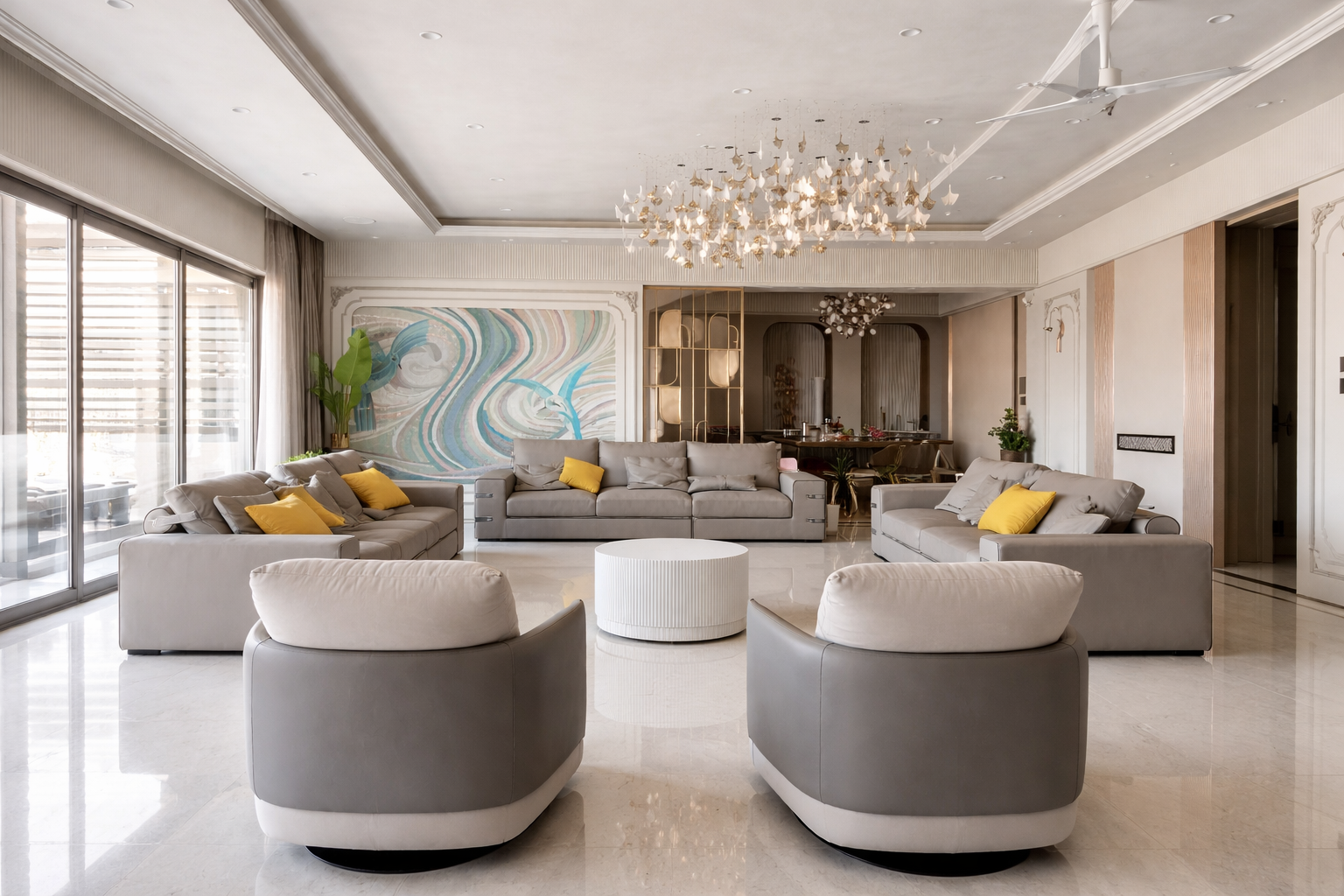 Amorapolis 3BHK — Living Room by InterioArty