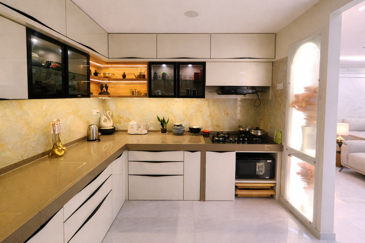 Modular kitchen with island and premium finishes